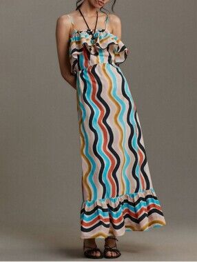 farm rio knotted cut-out midi dress Farm Rio Knotted Cut-out Linen-blend Midi-dress In Red